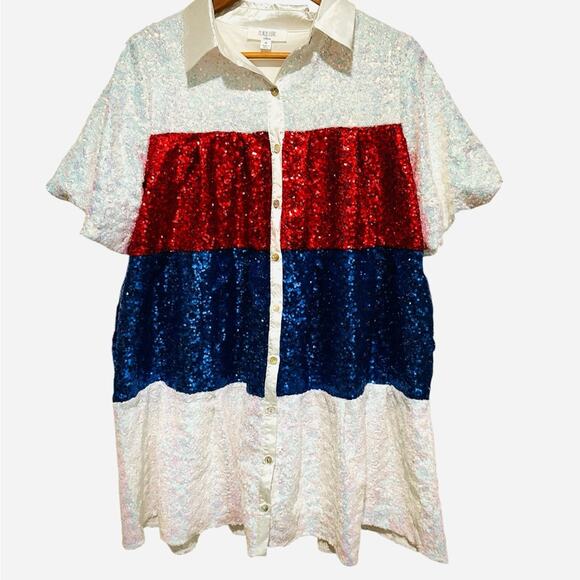 Peach Love California Kids Sequin Dress in Red, Blue, and White New No Tags - Picture 6 of 11